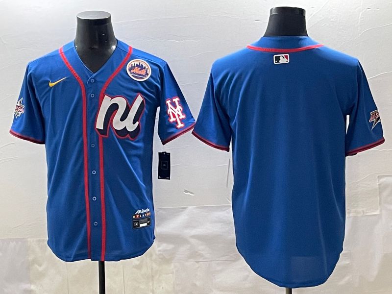 Men 2025 New York Mets Blank Blue All star Blank Blue Nike MLB Jersey style 2